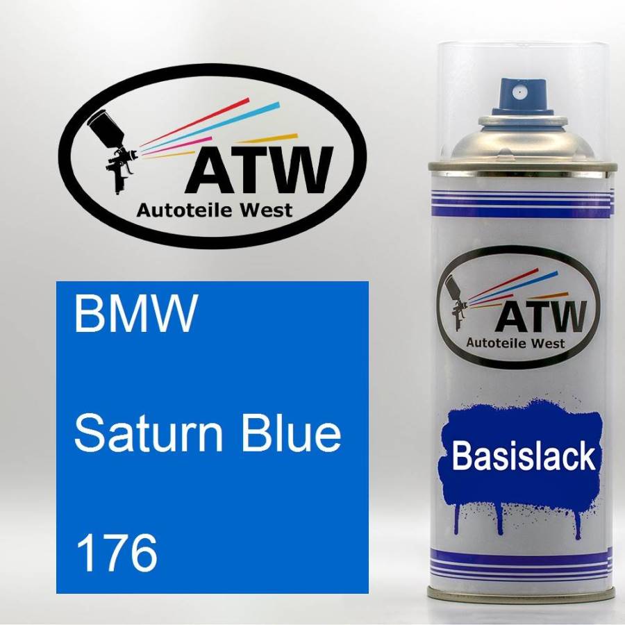 BMW, Saturn Blue, 176: 400ml Sprühdose, von ATW Autoteile West.